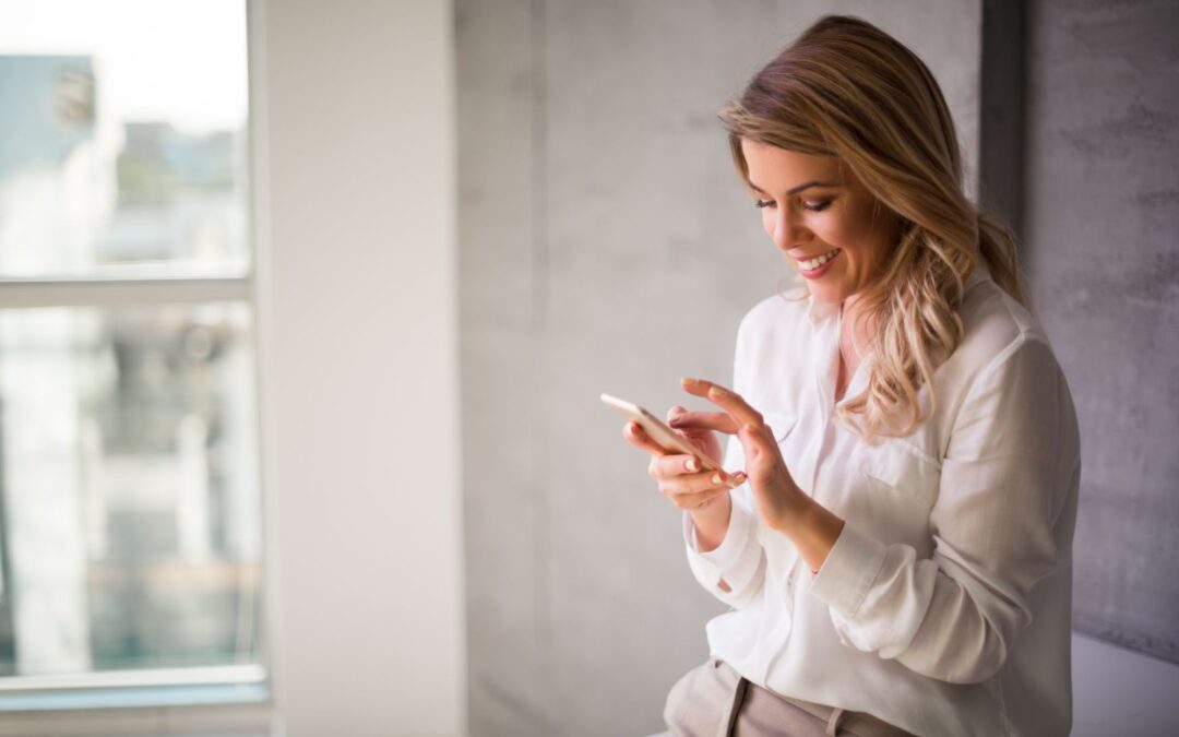 Young female checking her social media accounts.